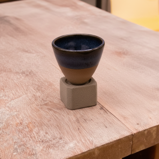 Cono Tormenta de Agua | Set de 2 Piezas Artesanales en Cerámica Azul